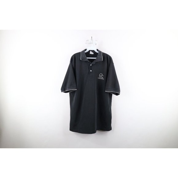 Vintage 90s Ducks Unlimited Mens XL Faded Spell Out Collared Polo Shirt Black - Picture 1 of 10